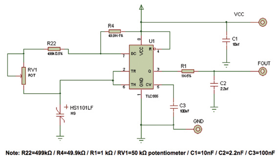 The HS1101LF capacitive sensor from Measurement Specialties The HS1101LF capacitive sensor from Measurement Specialties